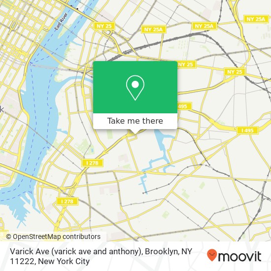 Varick Ave (varick ave and anthony), Brooklyn, NY 11222 map