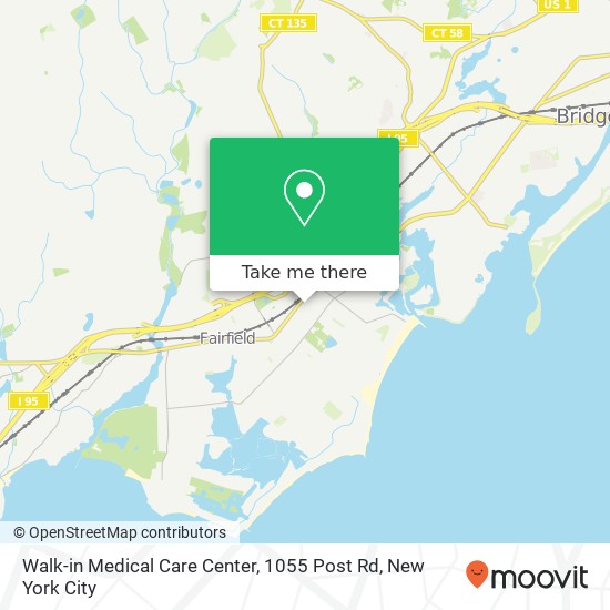 Walk-in Medical Care Center, 1055 Post Rd map