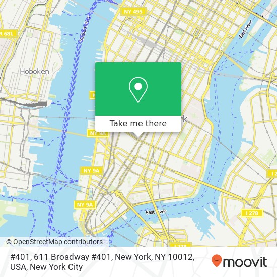 Mapa de #401, 611 Broadway #401, New York, NY 10012, USA