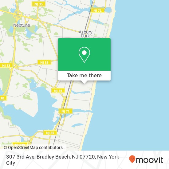 Mapa de 307 3rd Ave, Bradley Beach, NJ 07720