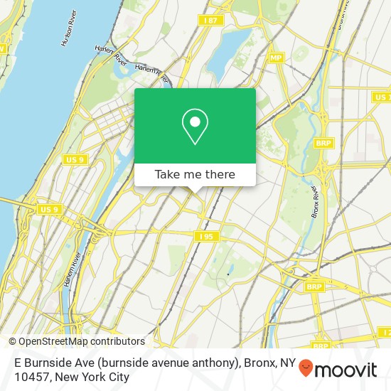 Mapa de E Burnside Ave (burnside avenue anthony), Bronx, NY 10457