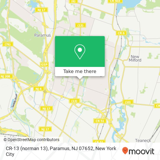 Mapa de CR-13 (norman 13), Paramus, NJ 07652