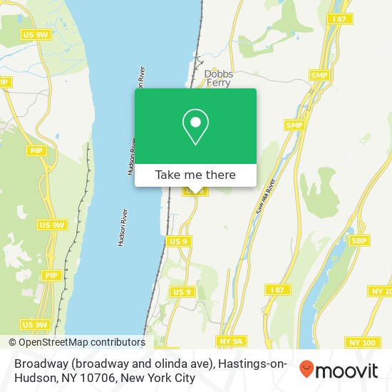 Mapa de Broadway (broadway and olinda ave), Hastings-on-Hudson, NY 10706
