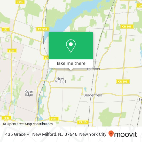 Mapa de 435 Grace Pl, New Milford, NJ 07646