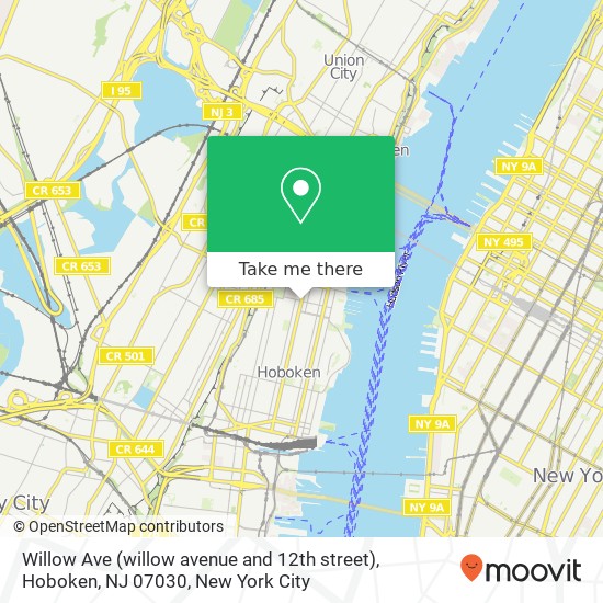 Mapa de Willow Ave (willow avenue and 12th street), Hoboken, NJ 07030