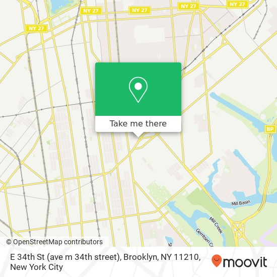 Mapa de E 34th St (ave m 34th street), Brooklyn, NY 11210