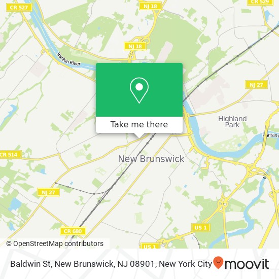 Mapa de Baldwin St, New Brunswick, NJ 08901