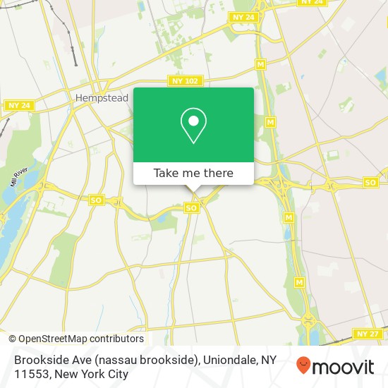 Mapa de Brookside Ave (nassau brookside), Uniondale, NY 11553