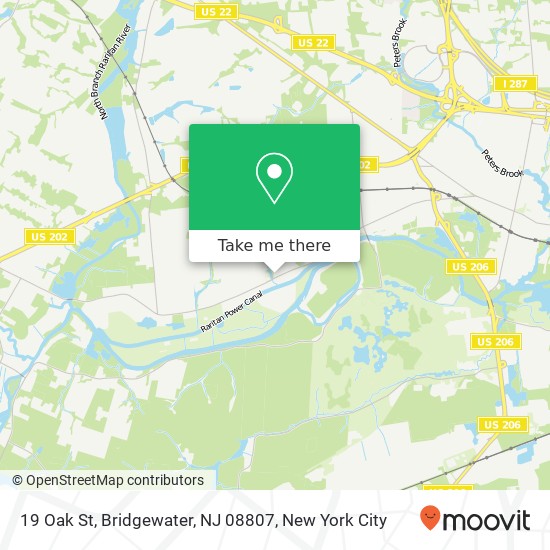 Mapa de 19 Oak St, Bridgewater, NJ 08807