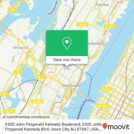 3500 John Fitzgerald Kennedy Boulevard, 3500 John Fitzgerald Kennedy Blvd, Union City, NJ 07087, USA map