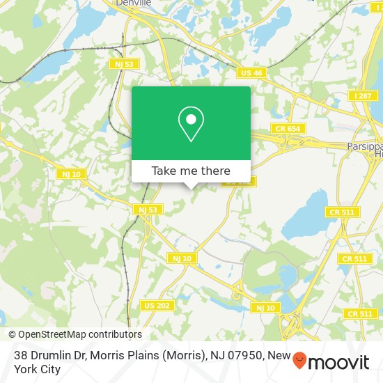 Mapa de 38 Drumlin Dr, Morris Plains (Morris), NJ 07950