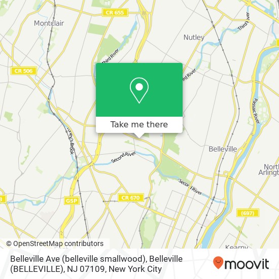 Mapa de Belleville Ave (belleville smallwood), Belleville (BELLEVILLE), NJ 07109