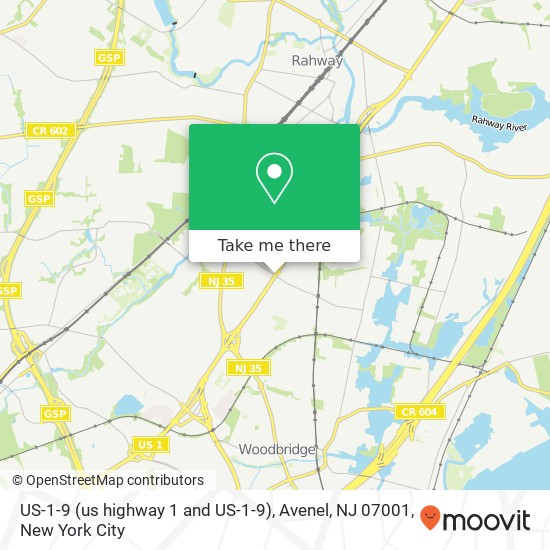 Mapa de US-1-9 (us highway 1 and US-1-9), Avenel, NJ 07001