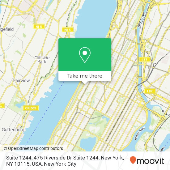 Suite 1244, 475 Riverside Dr Suite 1244, New York, NY 10115, USA map