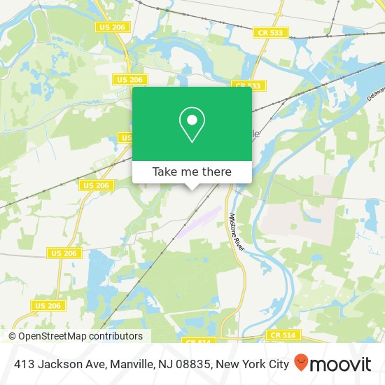 Mapa de 413 Jackson Ave, Manville, NJ 08835