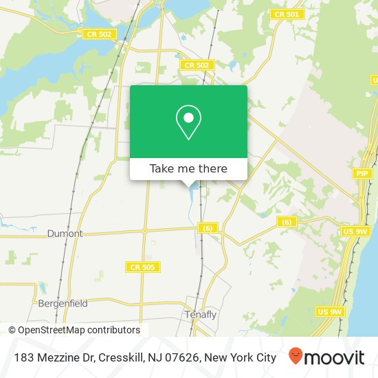 Mapa de 183 Mezzine Dr, Cresskill, NJ 07626