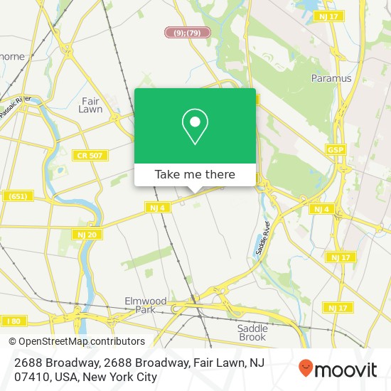 Mapa de 2688 Broadway, 2688 Broadway, Fair Lawn, NJ 07410, USA