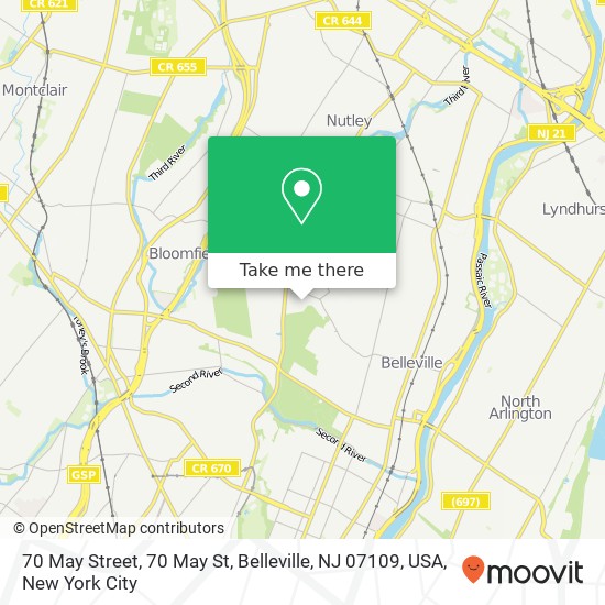 70 May Street, 70 May St, Belleville, NJ 07109, USA map