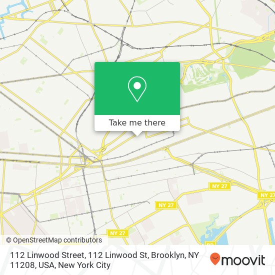 Mapa de 112 Linwood Street, 112 Linwood St, Brooklyn, NY 11208, USA