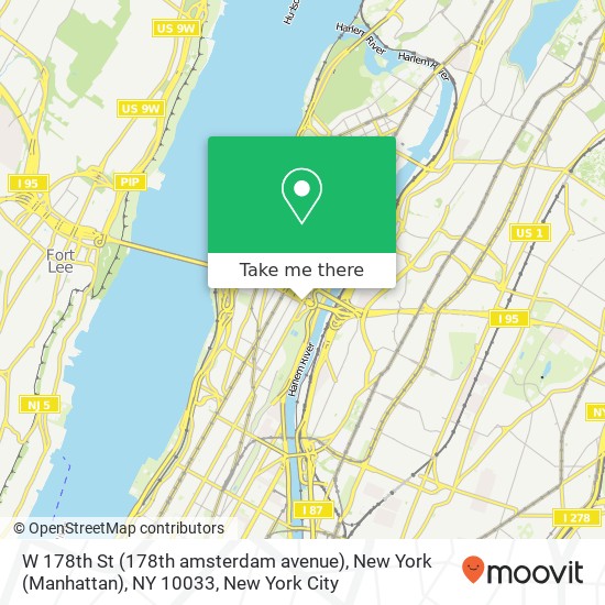 W 178th St (178th amsterdam avenue), New York (Manhattan), NY 10033 map