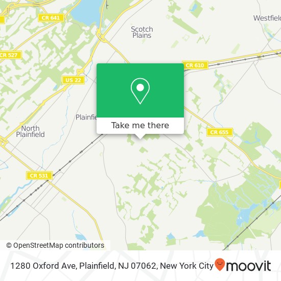 Mapa de 1280 Oxford Ave, Plainfield, NJ 07062