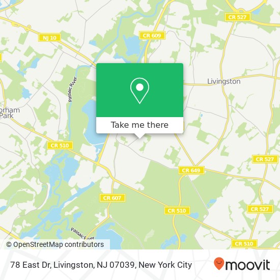 Mapa de 78 East Dr, Livingston, NJ 07039