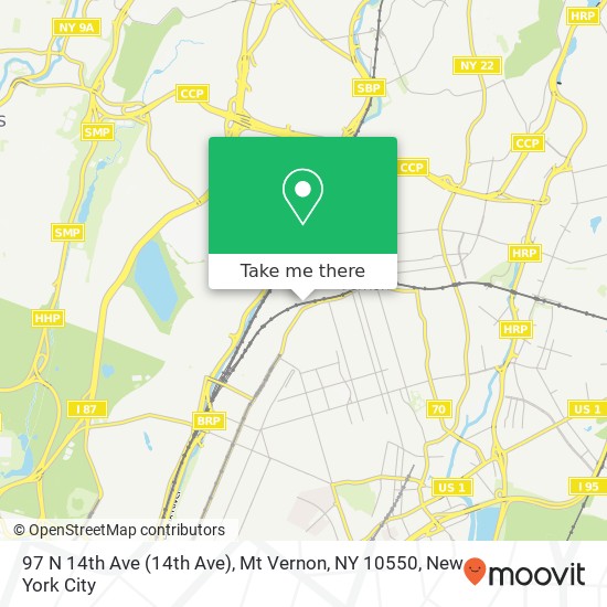 Mapa de 97 N 14th Ave (14th Ave), Mt Vernon, NY 10550