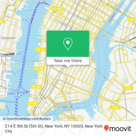 Mapa de 214 E 5th St (5th St), New York, NY 10003