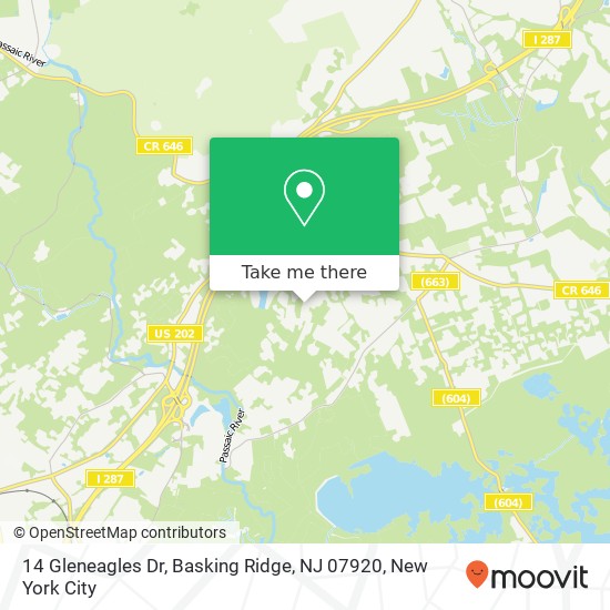 Mapa de 14 Gleneagles Dr, Basking Ridge, NJ 07920