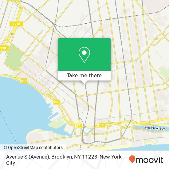 Mapa de Avenue S (Avenue), Brooklyn, NY 11223