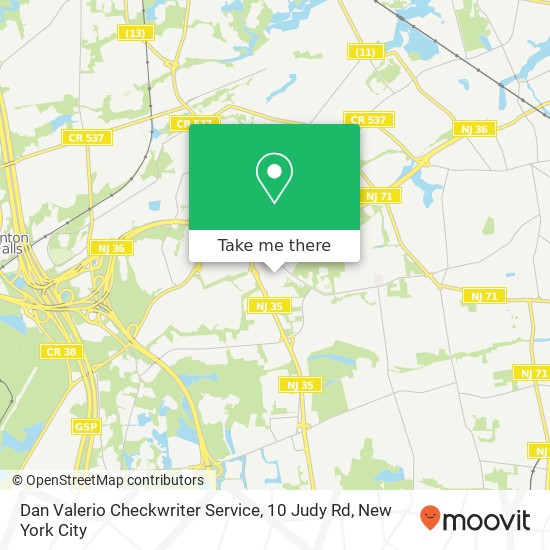 Mapa de Dan Valerio Checkwriter Service, 10 Judy Rd