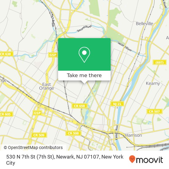 Mapa de 530 N 7th St (7th St), Newark, NJ 07107
