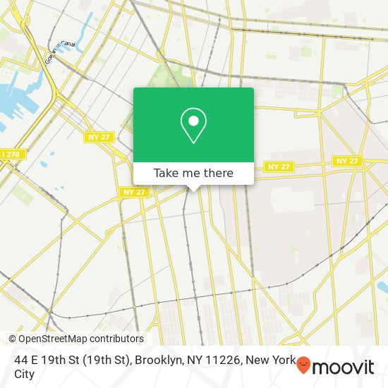 Mapa de 44 E 19th St (19th St), Brooklyn, NY 11226