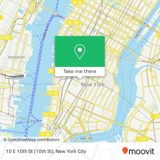 Mapa de 10 E 10th St (10th St), New York, NY 10003