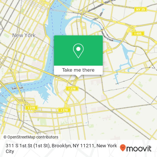 Mapa de 311 S 1st St (1st St), Brooklyn, NY 11211