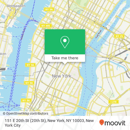 Mapa de 151 E 20th St (20th St), New York, NY 10003