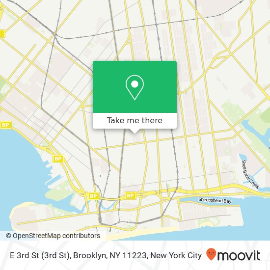 Mapa de E 3rd St (3rd St), Brooklyn, NY 11223