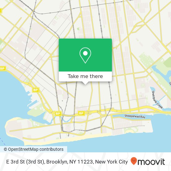 Mapa de E 3rd St (3rd St), Brooklyn, NY 11223