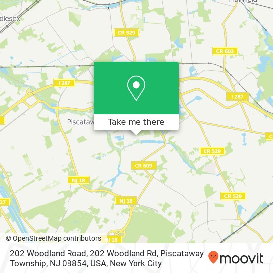 Mapa de 202 Woodland Road, 202 Woodland Rd, Piscataway Township, NJ 08854, USA