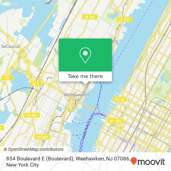 854 Boulevard E (Boulevard), Weehawken, NJ 07086 map