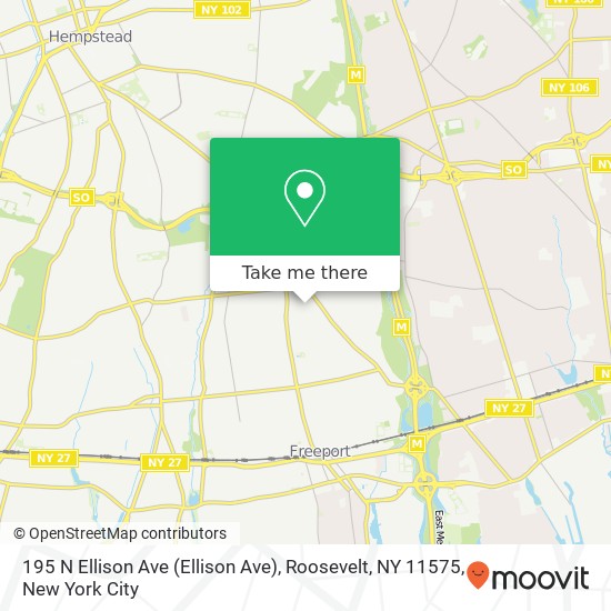 Mapa de 195 N Ellison Ave (Ellison Ave), Roosevelt, NY 11575