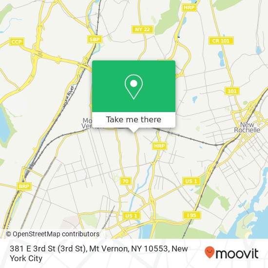Mapa de 381 E 3rd St (3rd St), Mt Vernon, NY 10553