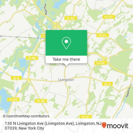 Mapa de 130 N Livingston Ave (Livingston Ave), Livingston, NJ 07039