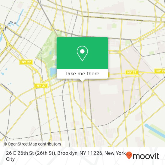 Mapa de 26 E 26th St (26th St), Brooklyn, NY 11226
