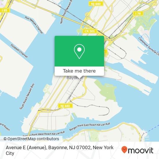 Mapa de Avenue E (Avenue), Bayonne, NJ 07002