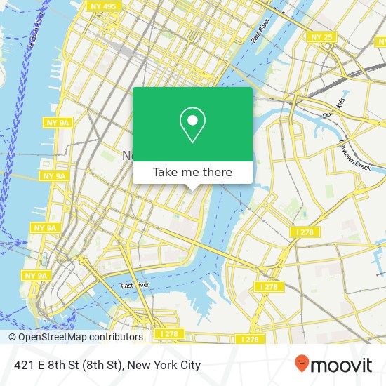 Mapa de 421 E 8th St (8th St), New York, NY 10009