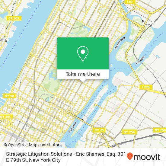 Mapa de Strategic Litigation Solutions - Eric Shames, Esq, 301 E 79th St