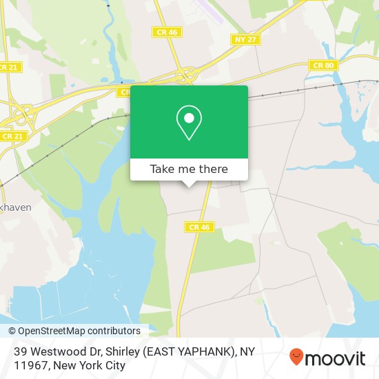 Mapa de 39 Westwood Dr, Shirley (EAST YAPHANK), NY 11967