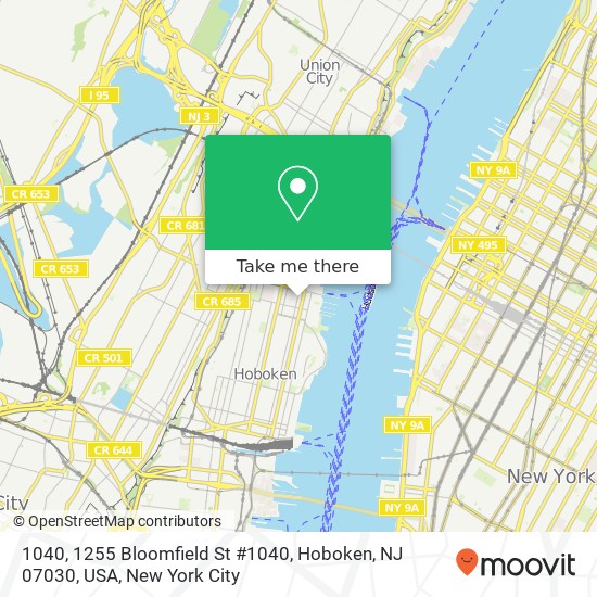 1040, 1255 Bloomfield St #1040, Hoboken, NJ 07030, USA map