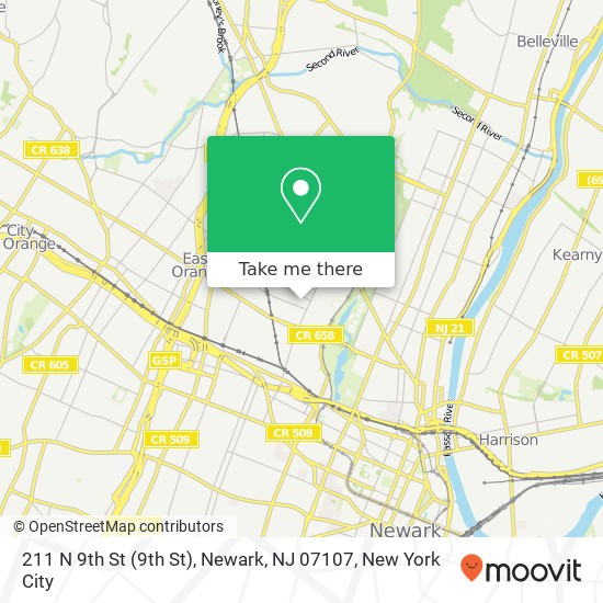 Mapa de 211 N 9th St (9th St), Newark, NJ 07107